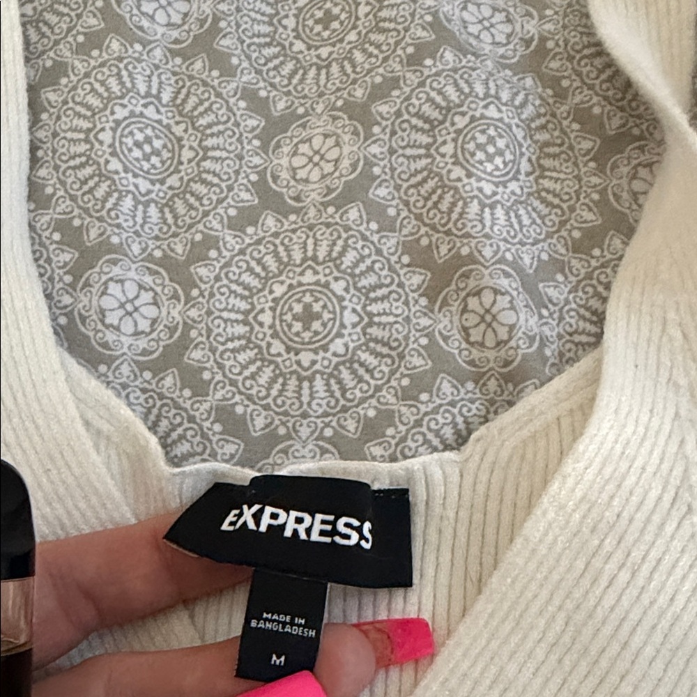 Express Cream Ribbed Camisole Top - Picture 2 of 2